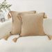 SOGA 2X 50CM Light Brown Pillow With Tassel Accents, Rizzy Transitional Cover Throw Pillow_maomaolike.com