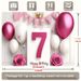 7th Birthday Party Backdrop - 2D Flat Polyester Banner With Pink White Balloons, Crown, Wall Hanging Photo Props, Party Decor_maomaolike.com