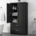 Tall Bathroom Storage Cabinet, Cabinet With Two Doors And Drawers, Adjustable Shelf, MDF Board_maomaolike.com