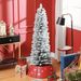 5ft Artificial Pencil Christmas Tree With 263 Snow Flocked Tips, Metal Base, Realistic Xmas Tree_maomaolike.com