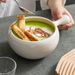 White Handle Cup Large Capacity Breakfast Creative Hotel Restaurant Specialty Artistic Ceramic Salad Soup Noodle Bowl_maomaolike.com