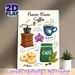 Puerto Rican Coffee Painting Poster, Vibrant Cartoon-style Poster, Featuring Coffee Grinder, Themed Cup, Orchid, Cookies & Coffee Bag, Adds Warm_maomaolike.com