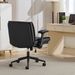 Cross Legged Chair With Flip-Up Armrests Leather, Cross Legged Office Chair On Wheels, Comfy Swivel Chair With Wide Seat For Home Office, Vanity, Ergonomic Desk Chair Adjustable, Black_maomaolike.com