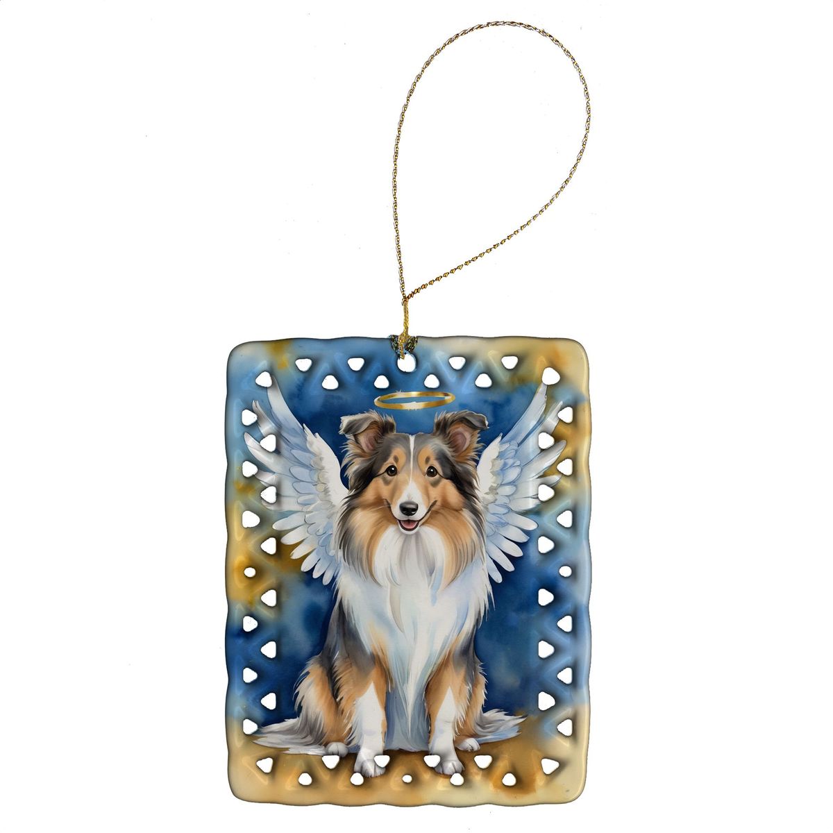 Sheltie My Angel Porcelain Ornament Christmas Tree Hanging Decorations For Home Christmas Holiday, Rectangle, Gift, Multicolor_maomaolike.com