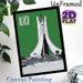 Alger Monument Painting Poster, Minimalist Graphic Style Landmark Poster With Bold Green Backdrop, Stylish Travel-inspired Decor Ideal For Living_maomaolike.com