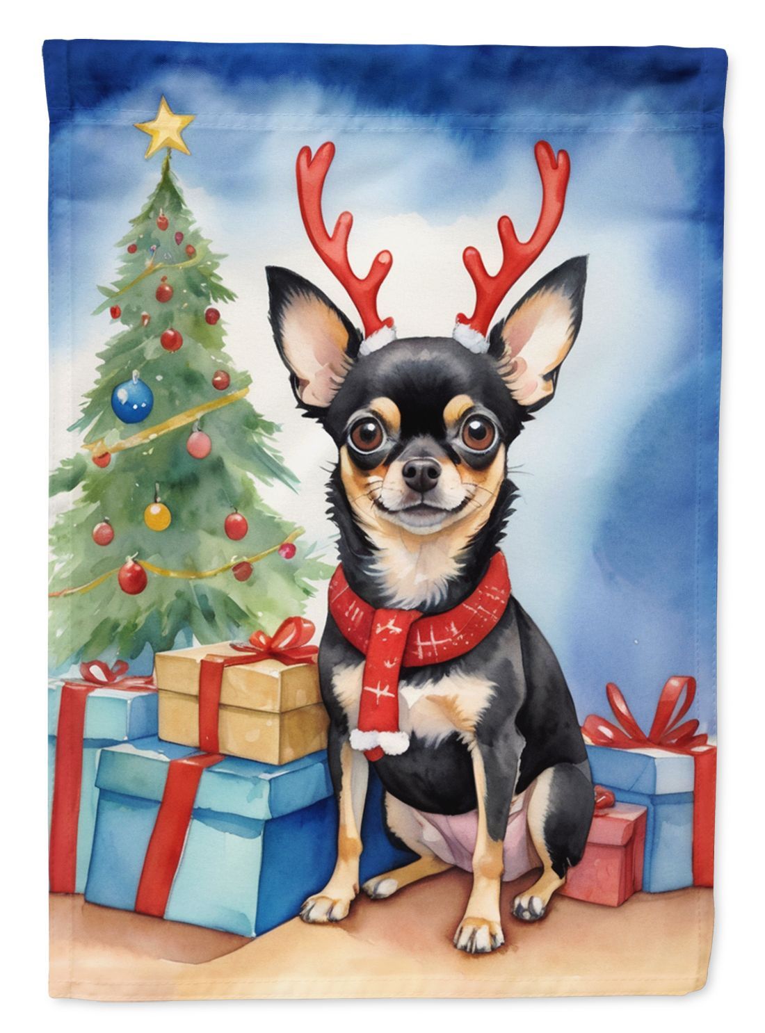 Black And Tan Chihuahua Christmas Reindeer Garden Flag Mailbox Flag Decorative Yard Flag Banner Outside Patio Artwork Yard Flower Beds, Garden Size, Multicolor_maomaolike.com