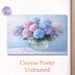 Hydrangea Themed Painting Poster, Soft-toned Oil Painting Style Pastel Pink & Blue Hydrangeas In Glass Vase Poster, Brings Gentle Elegance To Living_maomaolike.com