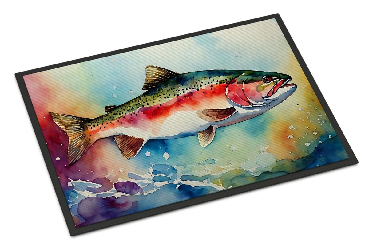 Rainbow Trout Doormat Front Door Mat Indoor Outdoor Rugs For Entryway, Non Slip Washable Low Pile, 24H X 36W_maomaolike.com