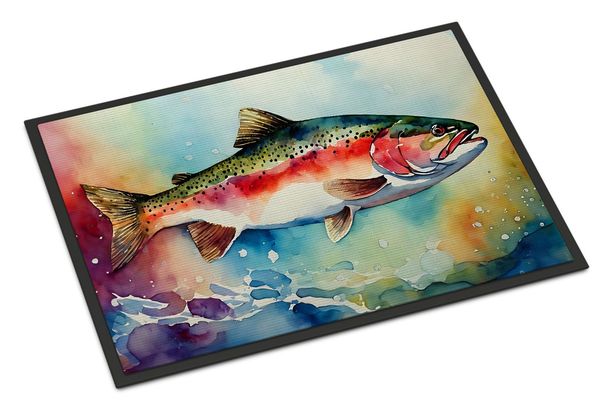 Rainbow Trout Doormat Front Door Mat Indoor Outdoor Rugs For Entryway, Non Slip Washable Low Pile, 24H X 36W_maomaolike.com