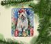 Old English Sheepdog Christmas Porcelain Ornament Christmas Tree Hanging Decorations For Home Christmas Holiday, Rectangle, Gift, Multicolor_maomaolike.com