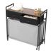 3 Section Laundry Sorter, Rolling Laundry Hamper With 2 Drawers, Hooks & Wheels, Rolling Basket Organizer Storage With Pull-Out Rolling Bags And Wooden Tabletop For Dirty Clothes, Bathroom_maomaolike.com