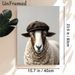 Stylish Sheep With Flat Cap Painting Poster, Realistic Gentle-looking Animal Poster, Unique Whimsical Design Ideal For Living Room, Bedroom Or_maomaolike.com