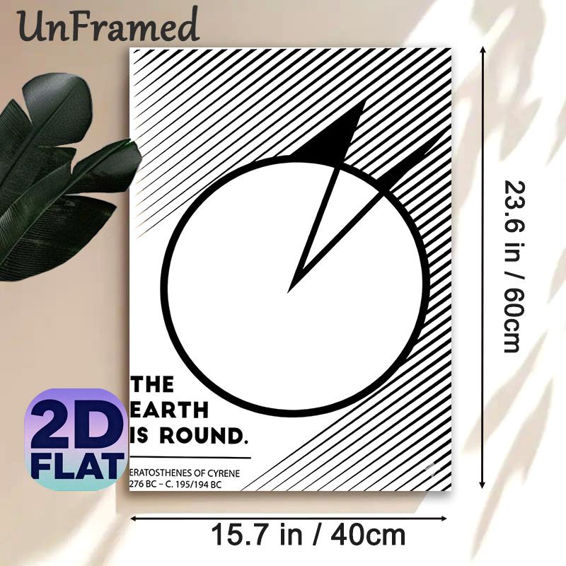 Round Earth Themed Painting Poster, Minimalist Black & White Graphic Poster, Informative Scientific Statement Decor Ideal For Home Office, Study Room_maomaolike.com