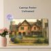 Vintage English Manor Painting Poster, Warm-toned Watercolor-style Classic Manor With Vintage Car Poster, Brings Nostalgic Rural Charm, Ideal Decor_maomaolike.com