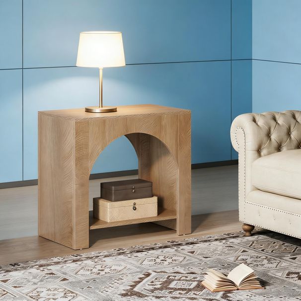 End Table, 2 Tier Square Side Table With Storage Shelf_maomaolike.com