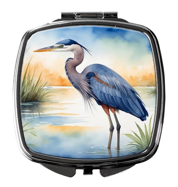 Blue Heron Emerging As The Day Fades Compact Mirror Decorative Travel Makeup Mirror For Women Girls Gifts Pocket Makeup Mirror Folding Handheld_maomaolike.com