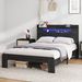 Bed Frame Full Size, Wood Platform Bed Frame With Storage LED Light Headboard And 2 USB , Noise Free,No Box Spring Needed And Easy Assembly Tool,Large Under Bed Storage,Black_maomaolike.com