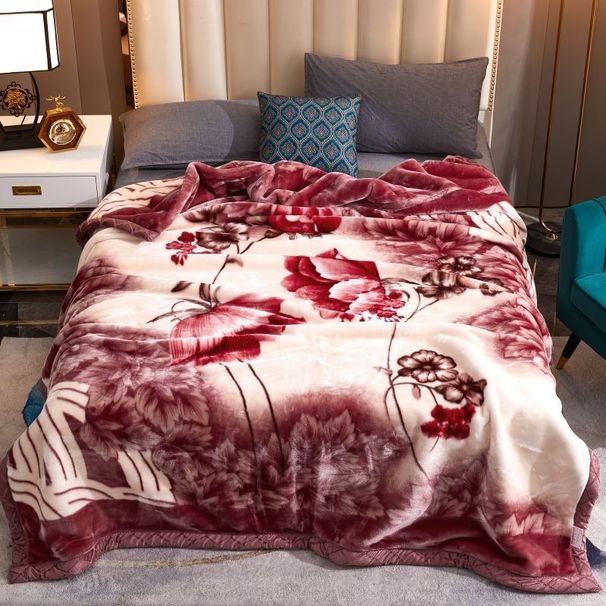 Raschel Double Layer Thickened Winter Throw Wedding Celebration Red Nap Warm Gift Blanket Wholesale_maomaolike.com