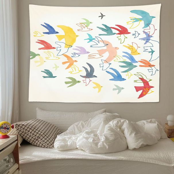 Hand-painted Cartoon Flying Bird Bedroom Simple Background Cloth Dormitory Bedside Transformation Room Tapestry Decoration_maomaolike.com