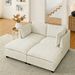 Comfy Cloud Couch Loveseat With 2 Ottoman, Modern Chenille Love Seat Upholstered Modular Couch Sleeper For Living Room, Apartment, Studio, Office(Beige White)_maomaolike.com