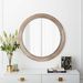 Rustic Round Wall Mirror, 23.62 Inches Wood Circle Mirror With Beads, Decorative Farmhouse Mirror For Living Room, Bedroom, Kitchen, Entryway (White)_maomaolike.com