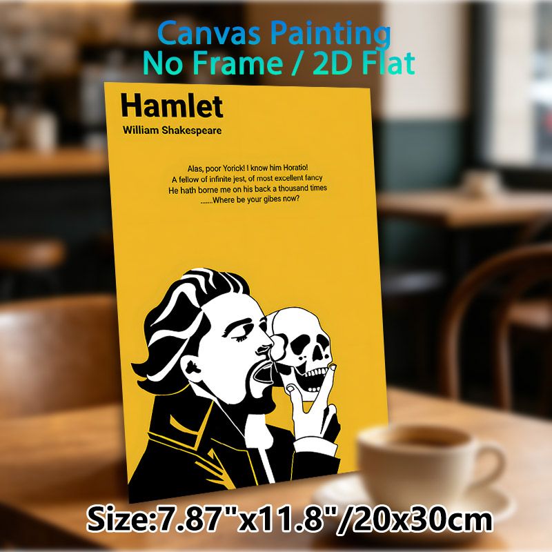 Hamlet Themed Painting Poster, Stylized Minimalist Graphic Poster, Featuring Hamlet With Yorick's Skull And Classic Literary Quote, Elegant Literary_maomaolike.com