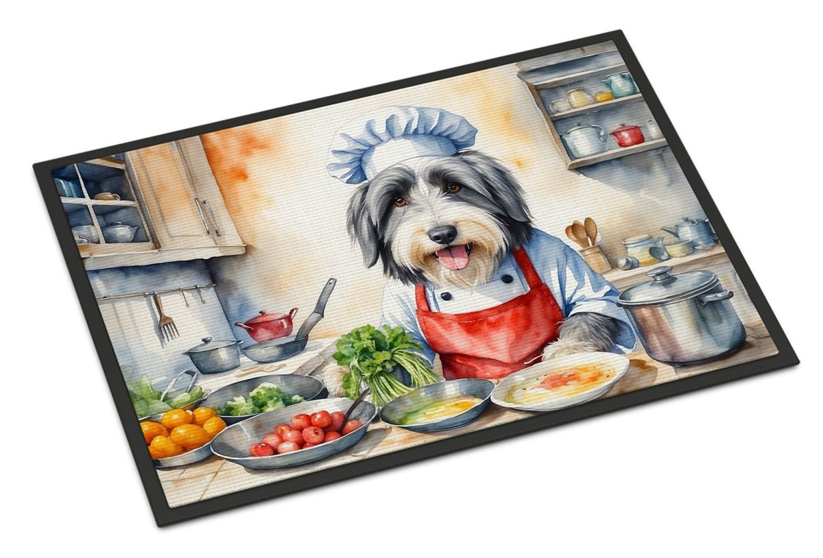 Bearded Collie The Chef Doormat Front Door Mat Indoor Outdoor Rugs For Entryway, Non Slip Washable Low Pile, 24H X 36W_maomaolike.com