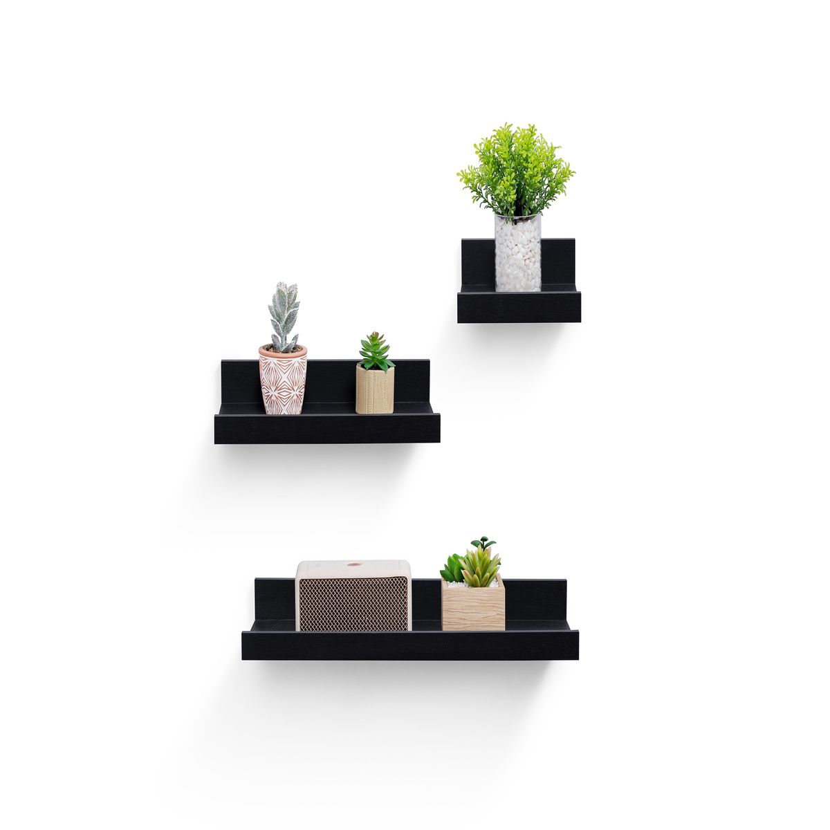 Floating Shelves 15.7" Wall Mounted Wood Shelves For Bathroom, Bedroom, Living Room, Kitchen, Hanging Shelf For Books/Storage/Decor With Invisible Brackets, Black_maomaolike.com