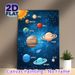 Solar System Painting Poster, Vibrant Cartoon-style Labeled Planets & Starry Space Poster, Informative Space-themed Decor Ideal For Study Room, Home_maomaolike.com