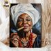 Elderly African Woman Painting Poster, Realistic Detailed Portrait Poster, Captivating Artwork With Headwrap, Cigar And Red Bead Necklaces, Ideal For_maomaolike.com
