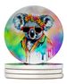 Hippie Animal Koala Large Sandstone Coasters Pack Of 4 Absorbent Round Coasters Decor Gifts For Men Or Women, 4 In, Multicolor_maomaolike.com