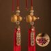 Brass Five Emperor Coins Door-to-Door Gourd Pendant Natural Open Mouth Door Living Room Bedroom Red Tassel Fu Character_maomaolike.com