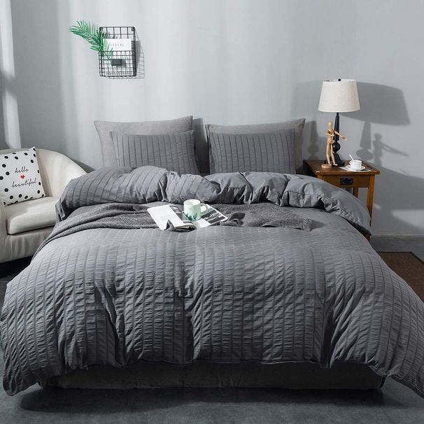 Solid Color Seersucker Series Quilt Set Three Sets_maomaolike.com