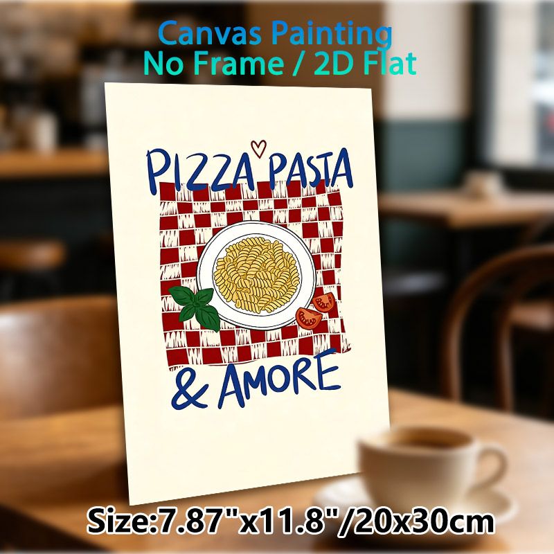 Pizza Pasta & Amore Themed Painting Poster, Hand-drawn Vibrant Italian Food Scene Poster, Warm Cheerful Design To Add Cozy Vibe, Ideal For Kitchen And_maomaolike.com