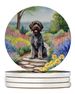 Wirehaired Pointing Griffon Spring Path Large Sandstone Coasters Pack Of 4 Absorbent Round Coasters Decor Gifts For Men Or Women, 4 In, Multicolor_maomaolike.com