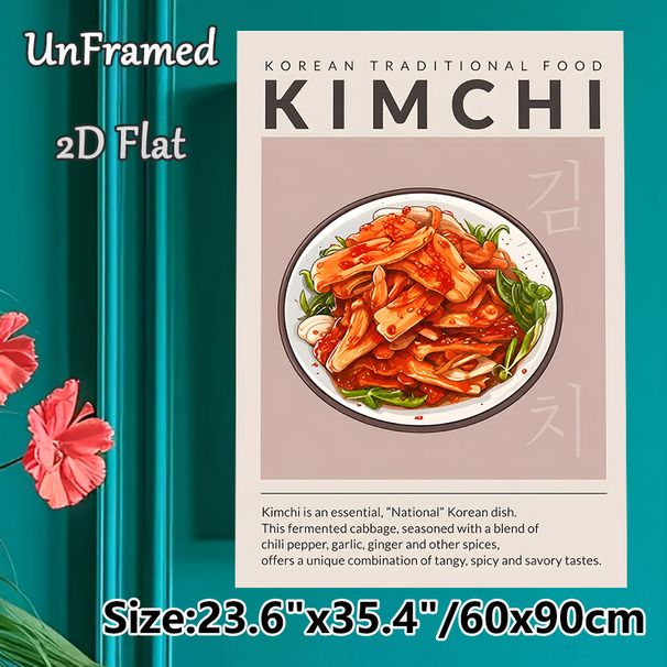 Korean Kimchi Painting Poster, Vibrant Illustrated Traditional Korean Cuisine Poster, Brings Cultural Culinary Vibe, Ideal For Kitchen And Dining Room_maomaolike.com