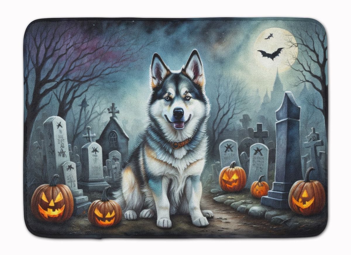 Alaskan Malamute Spooky Halloween Memory Foam Kitchen Mat Machine Washable Anti-Fatigue Mat Cushion Comfort Bath Mat Or Kitchen Rug_maomaolike.com