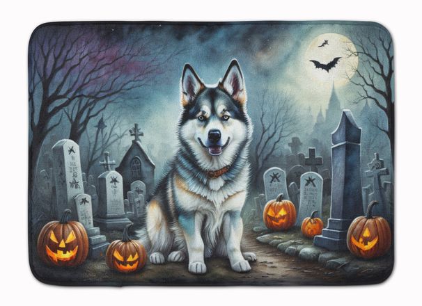 Alaskan Malamute Spooky Halloween Memory Foam Kitchen Mat Machine Washable Anti-Fatigue Mat Cushion Comfort Bath Mat Or Kitchen Rug_maomaolike.com