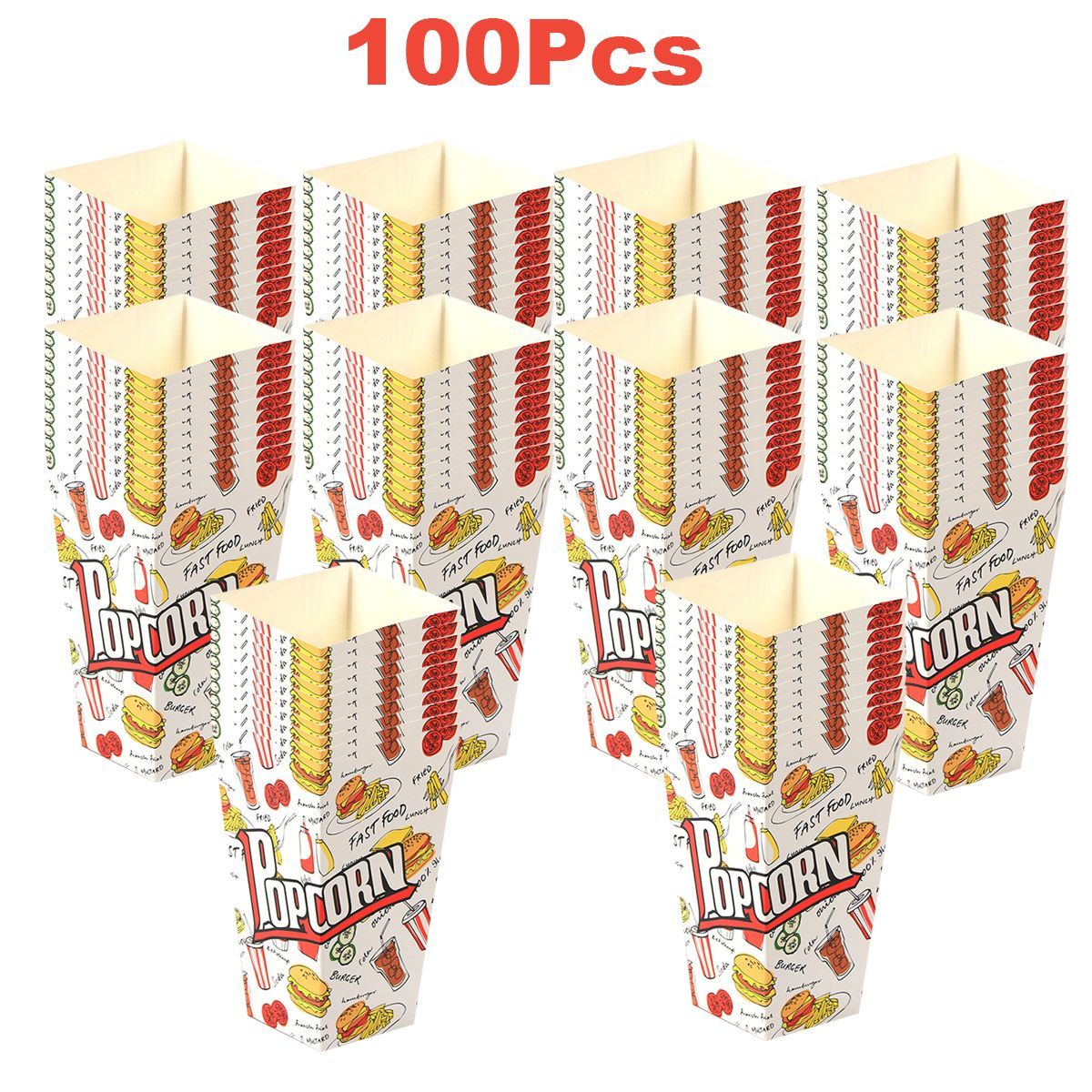 100 Pcs Popcorn Boxes 3 New Styles Popcorn Containers For Movie Party Orange Yellow White Paper Boxes Snack Chips Boxes For Puffed Rice Machine Theater Night Carnival Circus Party Supply_maomaolike.com