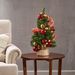 2'RED/GOLD DECORATION BURLAP Tree WITH 50 WARM WHITE LED LIGHTS-BATTERY OPERATED_maomaolike.com