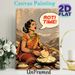 Roti Time Themed Painting Poster, Vibrant Vintage Comic Style Poster, Warm Cultural Indian Dining Scene, Ideal For Kitchen And Dining Area Decor_maomaolike.com