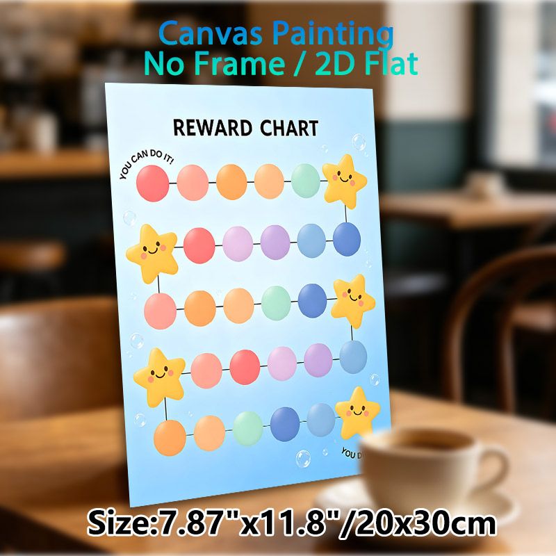 Star-themed Reward Chart Painting Poster, Pastel-colored Cute Cartoon Star & Bubble Pattern Poster, Motivational Design To Track Progress And_maomaolike.com