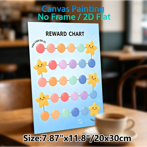 Star-themed Reward Chart Painting Poster, Pastel-colored Cute Cartoon Star & Bubble Pattern Poster, Motivational Design To Track Progress And_maomaolike.com