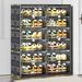 6 Tiers 24 Pairs Hard Plastic Shoe Storage Organizer Cabinet For Entryway, Large Stackable Collapsible Sneaker Shoe Box Organizer For Closet, Portable Folding Shoe Cabinet With Doors, Black_maomaolike.com