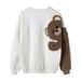 Men's Clothing Factory direct sales men's autumn and winter long sleeved lamb wool embroidery flocking cute little bear loose lazy style sweater men_maomaolike.com