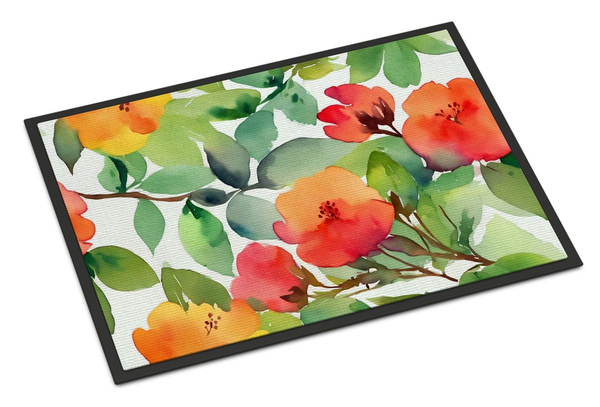 Connecticut Mountain Laurels In Watercolor Doormat Front Door Mat Indoor Outdoor Rugs For Entryway, Non Slip Washable Low Pile, 24H X 36W_maomaolike.com