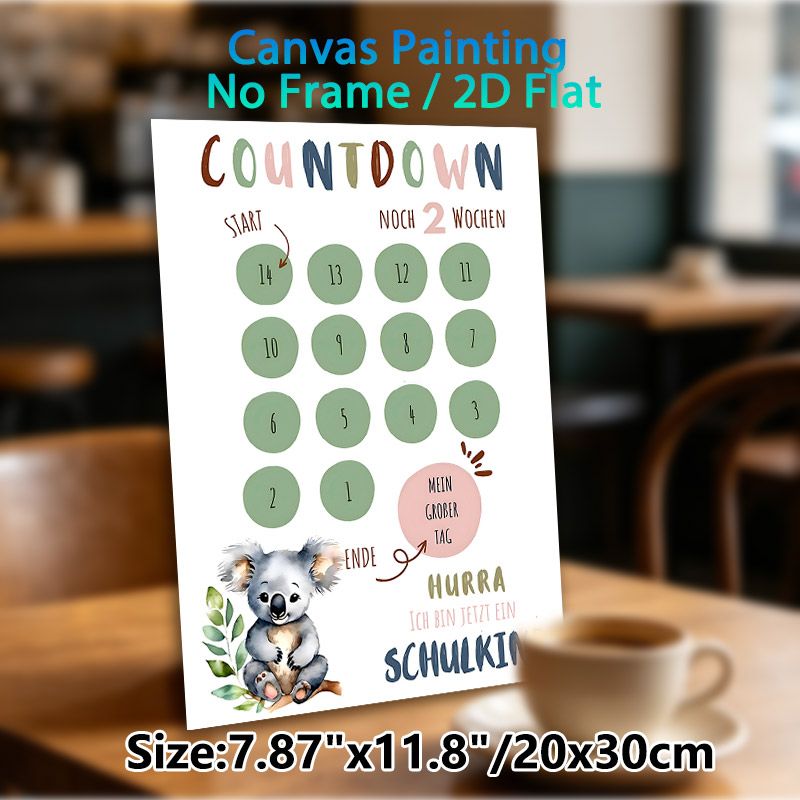 Koala Themed Countdown Painting Poster, Soft Watercolor Style Cute Koala & Numbered Circles Poster, Practical Countdown Tracker For Pre-school Start_maomaolike.com