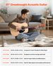 Dreadnought Acoustic Guitar, 41 In, 6-String Natural Solid Spruce Top Guitar, Beginner Bundle With Gig Bag, Tuner, Strap, Strings, Picks, Capo, Rosewood Fingerboard, For Adults Taller Players_maomaolike.com