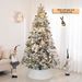 6FT/7FT Artificial Falling Snow Christmas Tree White Flocking With Plastic Silver Ball Bouquet LED Light Decoration & Metal Stand For Indoor Or Outdoor Use_maomaolike.com