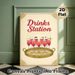 Drinks Station Painting Poster, Vintage Decorative Style With Elegant Cocktail Tray Illustration Poster, Warm Drink-themed Decor Ideal For Bars_maomaolike.com